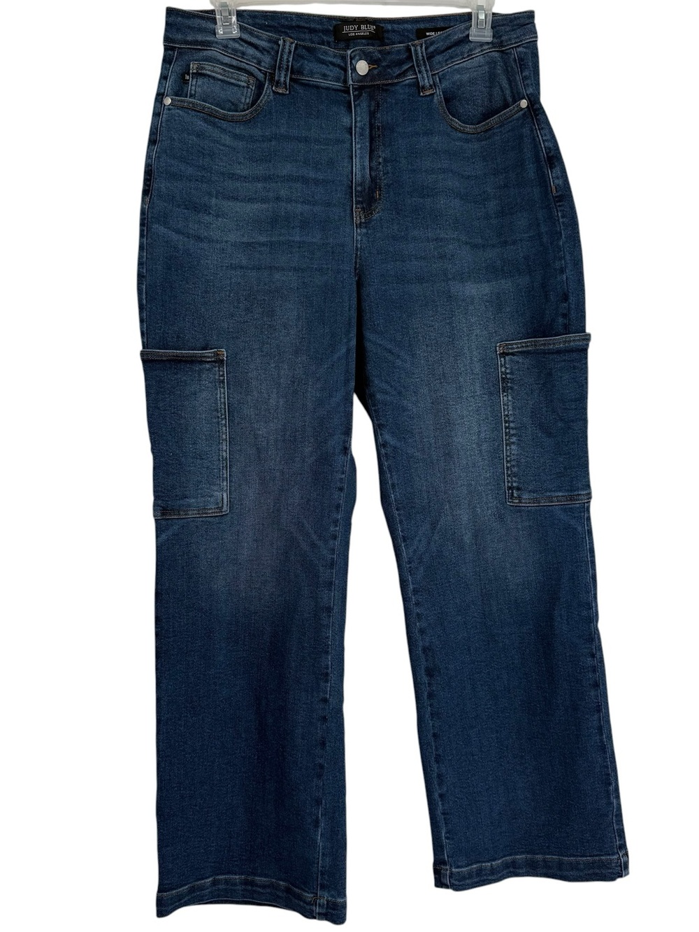 Judy Blue Jeans Womens Size 18W Blue Wide Leg Cargo  Medium Wash Stretch denim